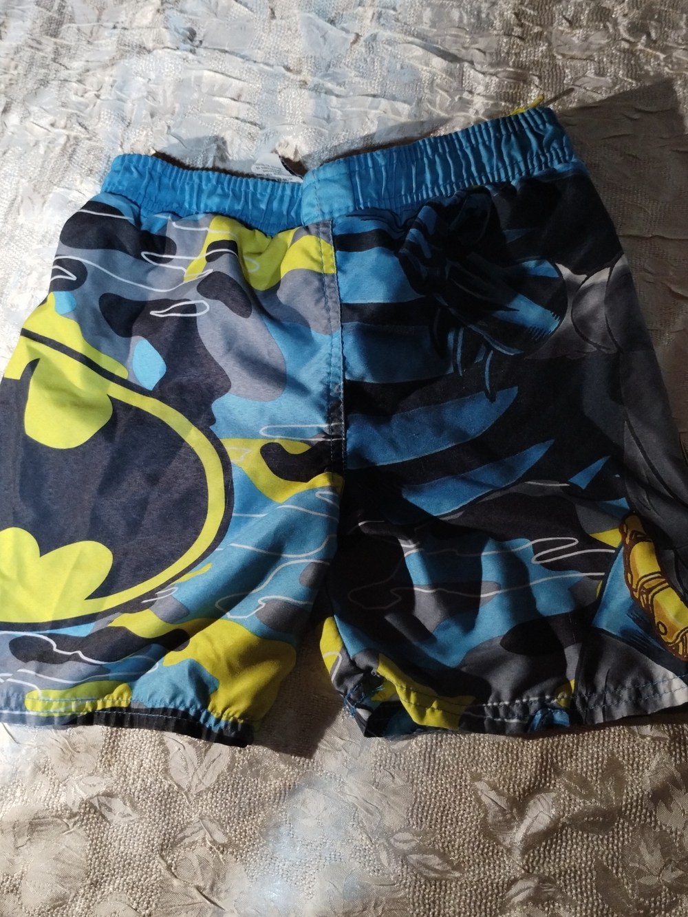 Batman Boys Blue and Yellow Swim Trunks
